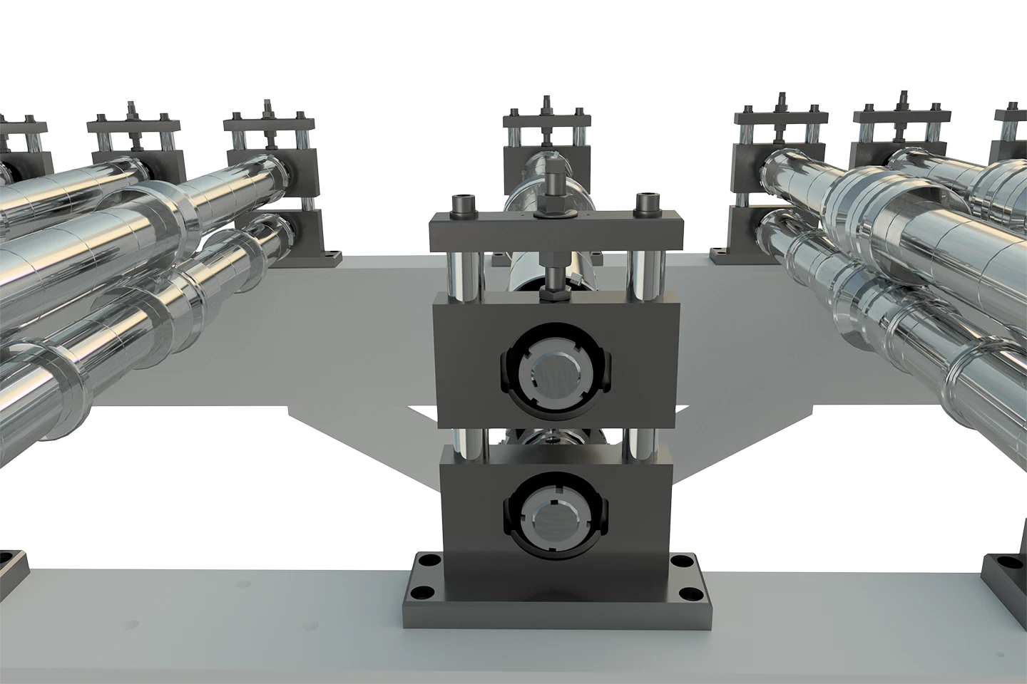 tool stations from the side in rollformer wide on white background